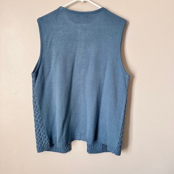 Willow Ridge Knit Sweater Vest Womens LARGE Vintage Blue Preppy 90s Twee Classic - Picture 8 of 8
